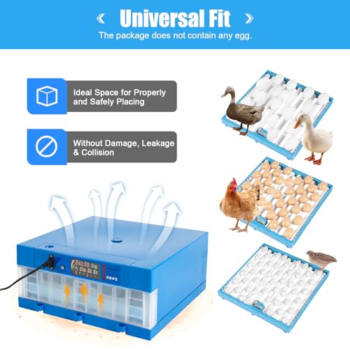 48 Egg Incubators with Automatic Turner, Temperature and Humidity Control, Egg Candler,Universal Egg Tray Size Smart Incubators for Hatching Chickens Quail Duck Turkey Goose Bird