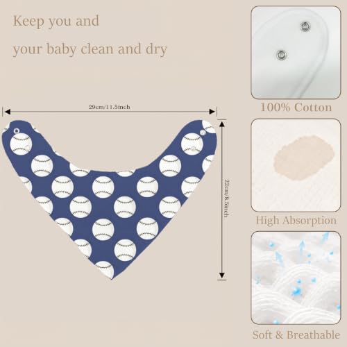 Baby Organic Cotton Teething Cloth Newborn Baby Burp Cloth Bandana Drool Cloth for Drooling Cotton Baby Gifts - color: Baseball
