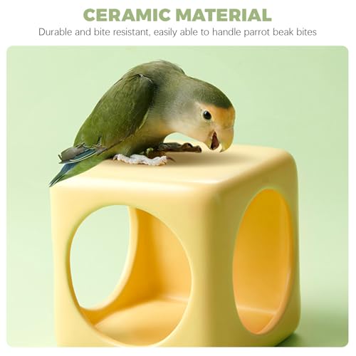 Parrot Ceramic Tunnel nest,DIY Birds House(Yellow) | Summer Coeramic nest,Birdcage decoration, DIY multiple combinations - color: yellow