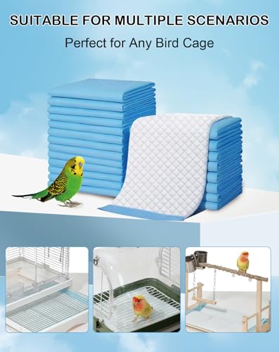 Disposable Bird Cage Liner Birds Cage Liners Super Absorbent Birdcage Liners Parakeet Cage Training Accessories with Quick-Dry Surface for Cockatiels Canaries Parrots - size: 100 pcs