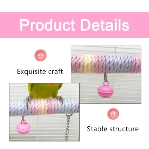 Bird Swing for Cage, Dual-Layer Parakeet Swing | Rainbow Cotton Rope, Bells, Hanging Decor