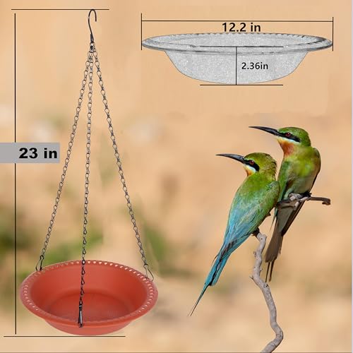 Hanging Bird Feeder Tray 12 inch with Drainage Holes Fit Most Seed, Bird-Feeder Hanging for Garden Yard Outside, Terracotta - color: Terracotta, size: 12 inch