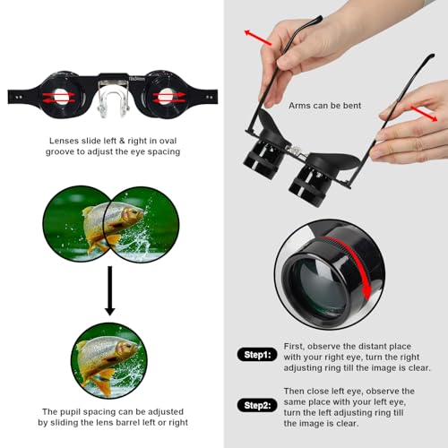 Hands-Free Binocular Glasses for Enhanced Viewing - HD Clarity, Lightweight & Portable, Adjustable Focus, Perfect for Bird Watching, Sports, Concerts, Vision Impairment - User-Friendly