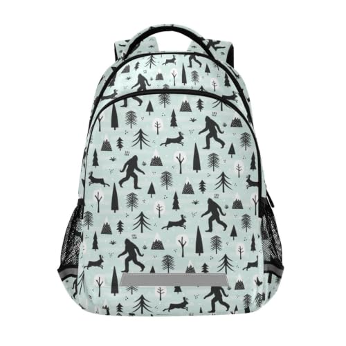 Kids Bigfoot Sasquatch Backpack for Boys Girls School Bags | Elementary Middle, Travel Daypack Lightweight Waterproof with Reflective Strip - color: Bigfoot Sasquatch