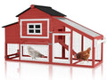 Chicken Coop Expandable Chicken House for Outdoor with Wheels Nesting Box, Leakproof Pull-on Tray, and UV-Resistant Roof Panel - Red