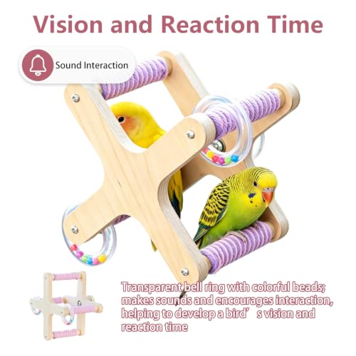 Rotating Bird Toy,Parakeet Cage Accessories (Cross-Shape) | Wooden Stand Bird Perch Cross Shaped Spinning Windmill-Interactive Toy - color: Cross-Shape
