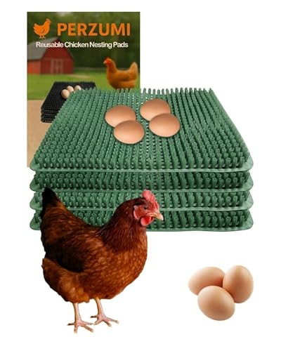 4-Pack Washable Chicken Nesting Pads for Chicken Coop, 13x11in Reusable Nest Box Liners, Trim-to-Fit Open-Grid Bedding for Cleaner Eggs, Heavy-Duty Poultry Supplies (Green) - color: Green, size: 4-Pack