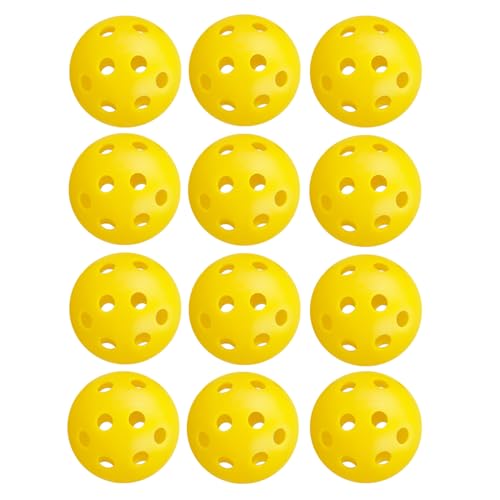 12Pcs Cat Ball Toy, Low Noise No Bells Holey Plastic Cat Balls, Funny Interactive Cats Toys for Indoor Cats, Firm Toy Balls for Kitten Puppy Ferret Bird (1.65", Yellow) - color: Yellow, 12/Pack