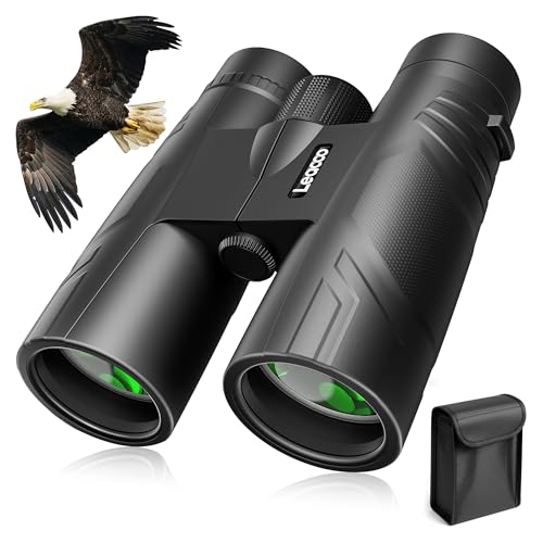 Leacco 12x50 High Powered Binoculars for Adults | Binoculars with Clear Low Light Vision for Bird Watching Hunting Camping Travel Cruise Hiking Sports Stargazing