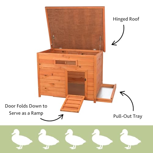 Trixie Natura Duck Coop – Wooden Duck House for Free Roaming Ducks – Chicken Crate Suitable for Quails and Other Poultry – in Brown