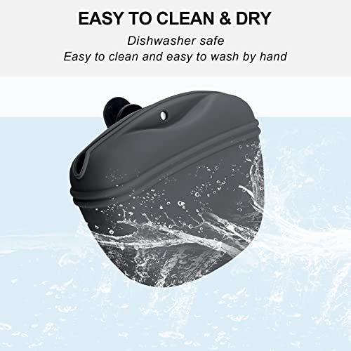 Left&Right Dog Clicker Training Kit,Silicone Dog Training Treat Pouch and Dog Clickers,Dog Treat Bag with Clicker Training for Dogs,Pet Treat Bag with Magnetic Buckle Closing and Waist Clip,Dark Grey - color: Dark Gray