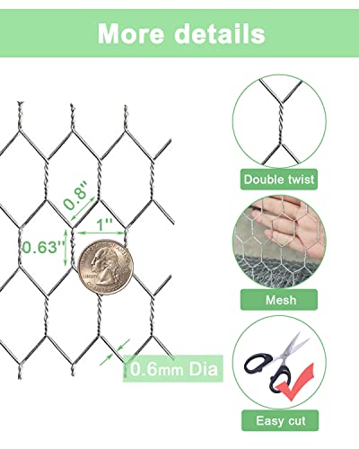 Garden Poultry Chicken Wire Netting - 24 '' × 150 ' Garden Fence Animal Barrier, Chicken Wire for Crafts, 1 inch Mesh Poultry Netting Fence, Pet/Rabbit/Chicken Wire Fencing - size: 24 inchx150 Ft