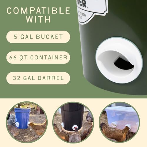 Poultry Pro DIY Chicken Feeder Kit, Poultry Feed, Weatherproof, 1 Port | As Seen on Shark Tank, Single Port, Gravity Fed Chicken Feeder, for Buckets, Bins & Troughs (Bucket & Hole Saw Not Included) - style: Original Feeder 1 Pack