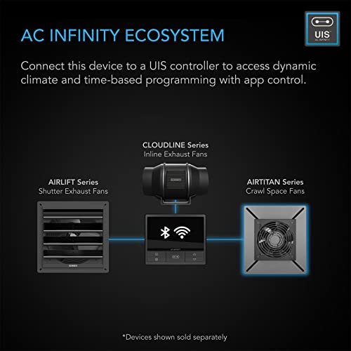 AC Infinity AIRTITAN S3, Ventilation Fan 150mm with Speed Controller | IP-55 Rated for Crawl Space, Basement, Garage, Attic, Shed, Hydroponics, Grow Tents - size: Small, Speed Controller