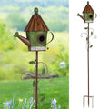 BAYN 57” Metal Bird House Stake for Outside Decorative | Kettle Design, Double-hole, Easy Assembly, Cleaning Door, Sturdy Wild Birdhouse on 5 Pronged Garden Stake Pole - style: Kettles