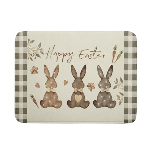 Giwawa Happy Easter Dish Drying Mat for Countertop, 18"x24" Cute Bunny Rabbits Eggs Carrot Dish Drainer Mats, Bufflao Plaids Fast Dry Microfiber Large Dish Drying Pad Kitchen Accessories Decor - size: 24" x 18"