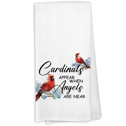 Cardinal Gifts Kitchen Towel, Cardinal Decor, Cardinals Appear When Angels are Near, Memorial Sympathy Cardinals Hand Towels for Bathroom Kitchen Home & - color: Color-18