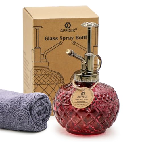 Plant Mister, Amaranth Glass Decorative Vintage Spray Bottle 10 oz | Glass Mister with Plastic Pump, 300ML Small Watering Can Decorative for Indoor Outdoor Succulent Garden Cleaning Empty Bottle - color: B-Amaranth