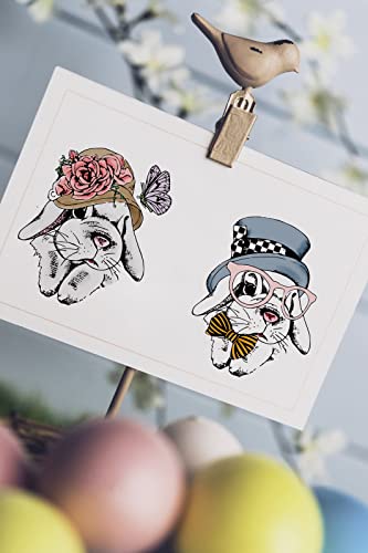 4 PCS Bunny Clear Stamps for Card Making and Journaling, Rabbits Silicone Stamps Flowers Rubber Stamps for Scrapbooking DIY Cards Album Crafts Supplies - color: Style 1: 4pcs Rabbits