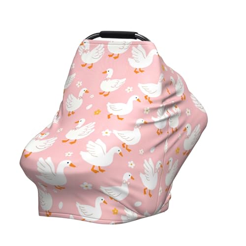 Goose Baby Stuff Car Seat Covers for Boys and Girls, Pink Multi-use Carseat Canopy Shower Gifts Stretchy Infant Carseat Cover - color: goose pink