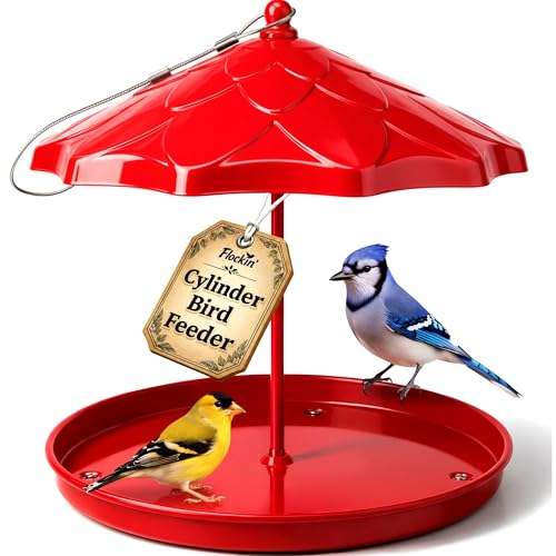 Cylinder Bird Feeder for Outdoors - Hanging Metal Bird Seed Holder | Rust Resistant Metal, Holds Bird Seed Cylinders, Logs & Cakes Up to 6 Inches, 360° Feeding, Easy to Clean