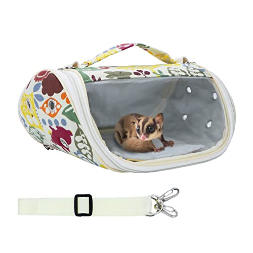 Wontee Small Pet Carrier Hamster Carrier Bag Portable Travel Carrier for Hamsters Mouse Baby Guinea Pig Hedgehog Sugar Glider Small Birds (M, Yellow Zoo) - color: Yellow