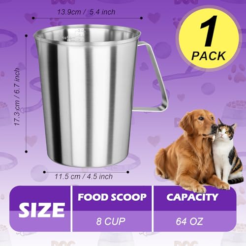 8Cup Dog Food Scoop Stainless Steel Dog Food Measuring Scoop,8 Cup Scoop for Cat or Bird Foods - size: 8 Cup