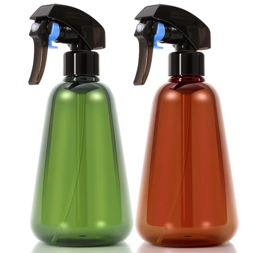 Spray Bottle for Plants 2 Pack, 16oz - Ultra Fine Mist, Plant Mister Indoor | Empty Spray Bottles, Leak Proof Misting Water Sprayer for Gardening, Planting, Hair, Cleaning Solutions - Funnel Included - color: Green & Brown
