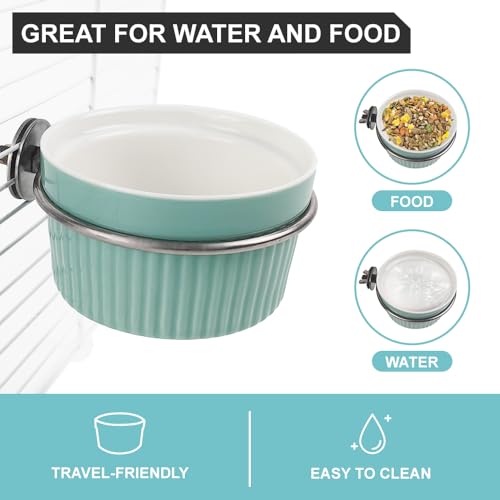 Bird Feeding Cups Parrot Food Cage Bowl Clamp Holder Coop Cup, Ceramic Bird Cage Water Bowl, Pet Feeder Cage for Parakeet African Greys Conure Cockatiels Lovebird Budgie-Blue - color: blue