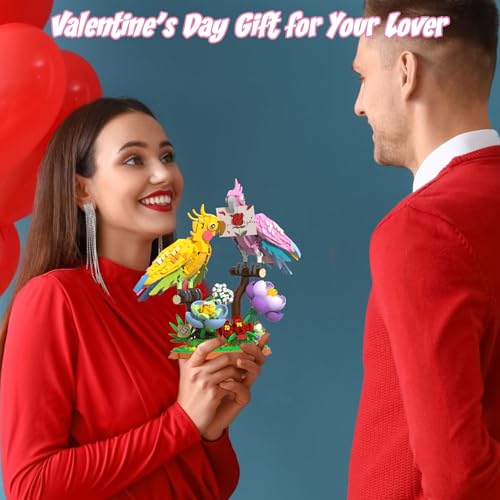 aphpaio Love Birds Building Toy Set, Valentines Day Gift for Lover Adults | Cockatiel Lover Birds Building Blocks, Home Love Decor ,Valentines Day Easter Birthday for Mom Lover Adults Kids