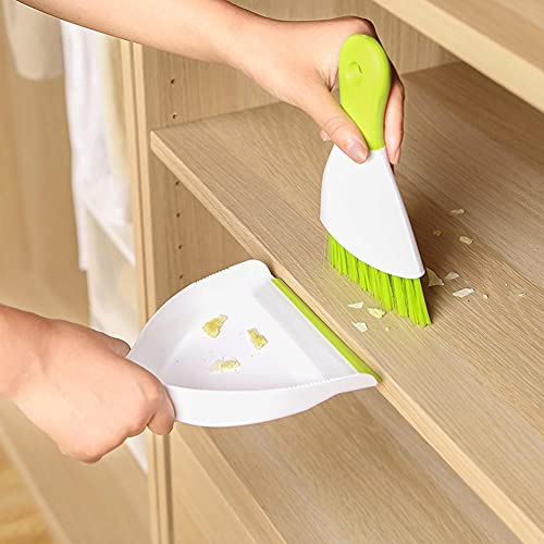 Dust pan Broom Brush Dustpan - Small Broom and Dustpan Set, Mini Broom and Dustpan, Small Dustpans and Brush Set for Home Cleaning, Sofa,Desk,Guinea Pig Cage,Cat Litter, etc. (Green - color: Green, size: 1 Set