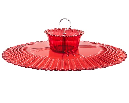 iBorn Hummingbird Feeders Sun Baffle,Ant Proof Moat Shade Cover Combo,for Hanging Bird Feeder for Outdoors Rain Guard,Red, 10.6inch - size: 10.6" Baffle with Ant Moat,1 Pack