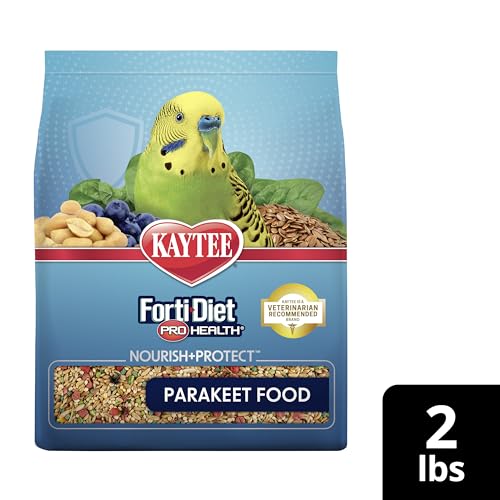 Kaytee Forti-Diet Pro Health Nourish+Protect Parakeet Food, 2 Pounds | Balanced digestion daily. Parakeet seed with superfoods. Prebiotics, probiotics, small bird food - size: 32 Ounce (Pack of 1)