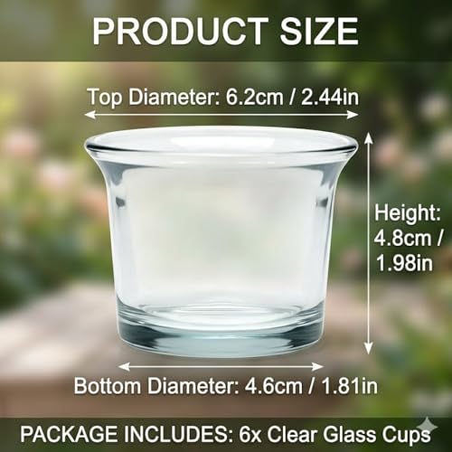 6Pcs Glass Bird Feeder Replacement Cups, Oriole Jelly Feeder Bowls, Outdoor Hanging Hummingbird and Goldfinch Feeders, Weather Resistant for Garden, Balcony, Patio