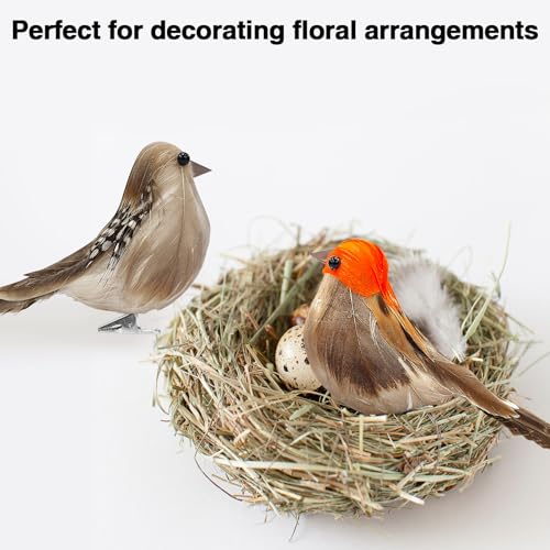 6PCS Artificial Birds Crafts Clip On Bird Ornaments Artificial Simulation Bird Sparrow Ornaments for Craft Garden Decoration Home Decor”