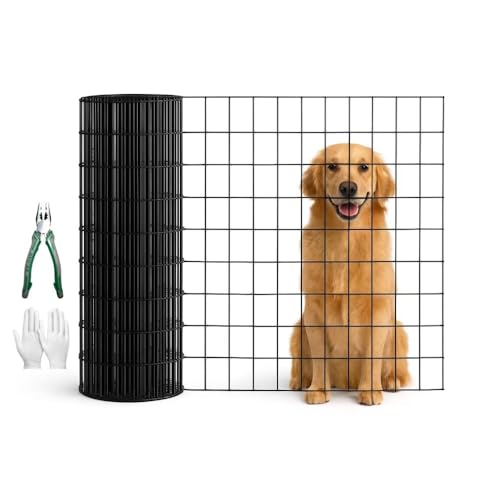 Black Vinyl Coated Wire Mesh Fence 16 Gauge, 2/3 Inch Black PVC Metal Mesh, Welded Wire Fence for Poultry Cage, Garden Fence, Pet Animal Barrier & Plant Support (36IN X 33FT) - color: 36IN X 33FT
