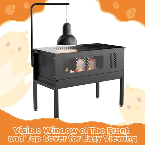 HAYOHRT Chicken Brooder Box - Stand-Up Brooder Pen for Chick Brooder with Lamp Stand & Removable Collection Tray Accommodates Up to 15 Chicks Ideal for Chickens Ducks Quails, No Lamp - size: 32.6 x16.9 x24.8''