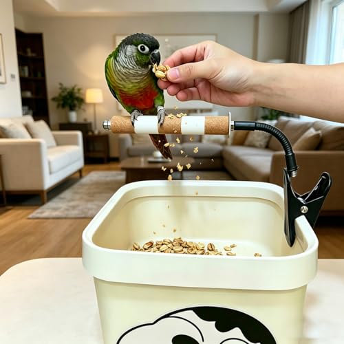 Adjustable Bird Perch Stand with Clip,Portable Parrot Stand, Bendable Bird Training Perch for Cockatiels, Conures, Lovebirds and Medium