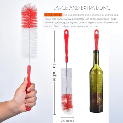 ALINK 8-Pack Red Bottle Brush Cleaner Set - Long Cleaning Brush for Narrow Neck Wine/Beer Bottles, Thermos, Hummingbird Feeder, Spout, Lids and Straws - color: Red