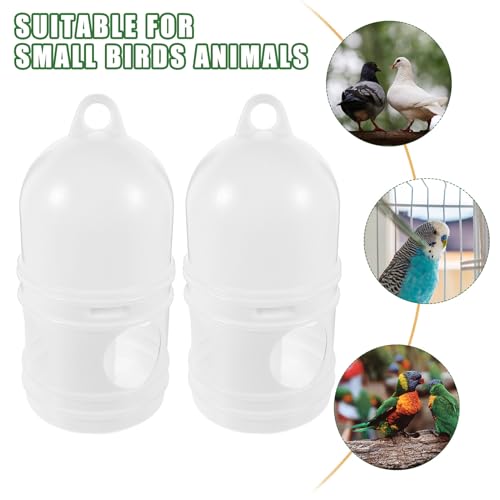 Bird Feeding Dispenser Pigeon Water Dispenser - 2pcs Birds Plastic Waterer Plastic Drinker with Handle for Pigeon Birds, Automatic Feeders (1L, White) Pet Drinker