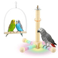 Spinning Bird Stand Perch, 360° Rotating Perch with Swing for Parrot Anxiety Relief, Wooden Bird Cage Accessories for Parakeets Budgies Cockatiels