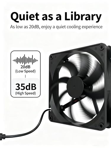 2 Pack 140mm×25mm DIY Variable Speed Cooling Fan with 110V-240V AC Plug Power Adapter - Quiet 20-35dB Fans for Biltong Box Reptile Aquarium DVR PlayStation Xbox Cabinet Ventilation