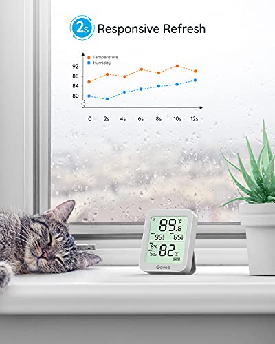 Govee Indoor Hygrometer Thermometer 2Pack H5075 with Bluetooth App Control | Room Temperature Humidity Meter, 164ft Remote Monitor, Smart Alerts, 2 Years Data Storage Export, for Bedroom Wine Cellar - color: Grey, size: 2 Pack