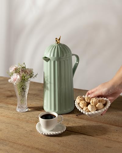 WOLFF - Bird Thermal Coffee Carafe - Hot or Cold Drinks, Plastic Exterior and Glass Insulation Lining Flask Coffee Dispenser, Thermal Bottle for Beverages, Tea and Water Pitcher- Mint Green, 34floz/1L - color: Mint Green