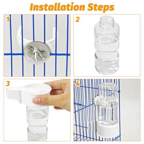 BNOSDM Automatic Bird Water Dispenser 2 Pcs No Mess Parrot Cage Water Feeder Drinker Suspended Bird Drinking Device Parakeet Cage Accessories for Budgies, Cockatiel, Conure, Canary, Finch (White) - color: 2 Pcs White Automatic Bird Water Dispenser