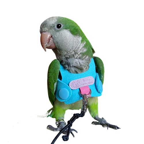 Bird Flight Harness Vest, Parrot Flight Suit with Leash for Parakeets Cockatiels Conures Budgies, Bird Flying Clothes with Rope and Handle for Outdoor Activities Training, Anti Bite (S) - size: S