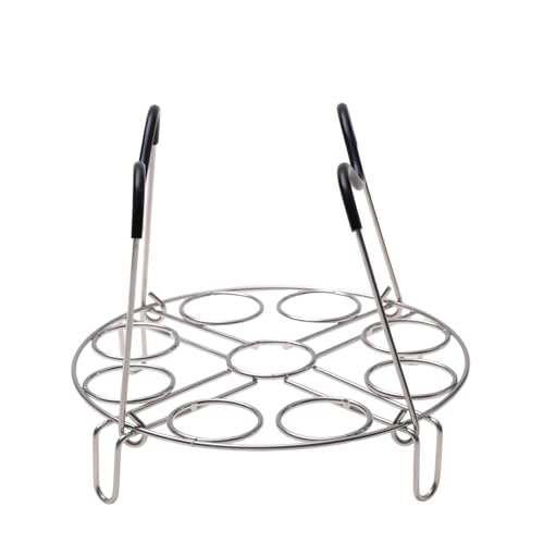 19.5cm Silver Egg Steamer Rack, Heat Resistant Silicone Handle | 19.5cm/7.68inch Steamer Rack Trivet for Instant Pot Accessories Stainless Steel Egg Assit fit, Kitchen Steam Rack Cook 9 Eggs - color: Egg Steamer Rack Trivet