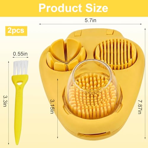 Egg Slicer for Hard Boiled Eggs, Grape Cutter, 3-In-1 Multipurpose Kitchen Tool with Cleaning Brush, Efficient Fruit Slicer for Strawberries, Grapes, Mushroom