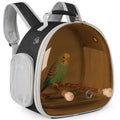 Bird Travel Backpack Carrier with Metal Tray and Standing Perch, Polarized Tint Brown Space Capsule Astronaut Bubble Hard Window - color: Brown