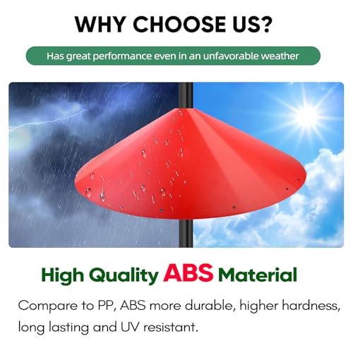 24-inch Large Squirrel Baffles for Bird Feeders Pole | Squirrel Proof Bird Feeders for Outdoor Hanging, Bird House Guard for Shepherd’s Hook, Metal Frame, Two Way Use, Red Color - color: Red with Metal